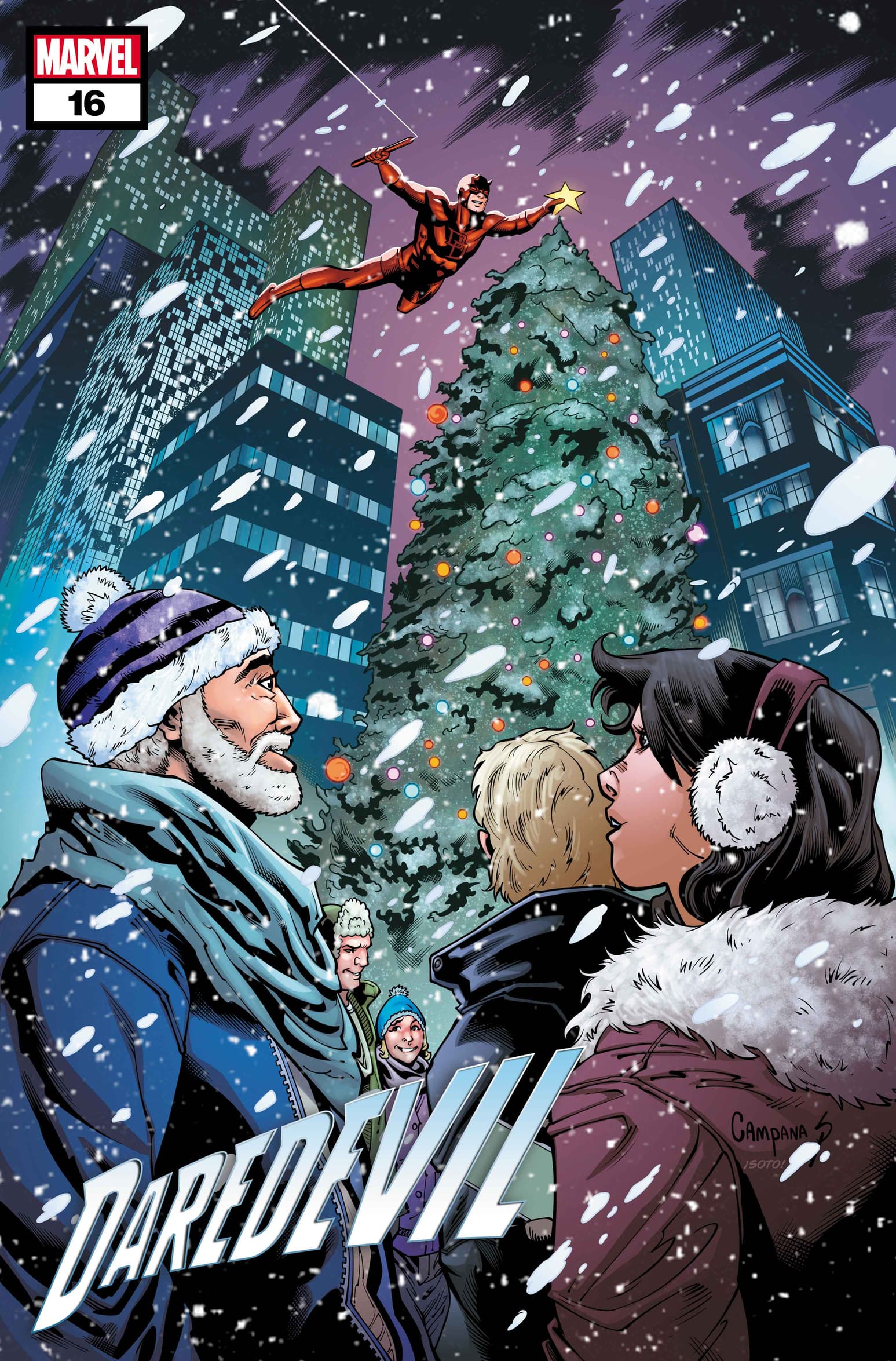 Daredevil winter holiday cover illustration